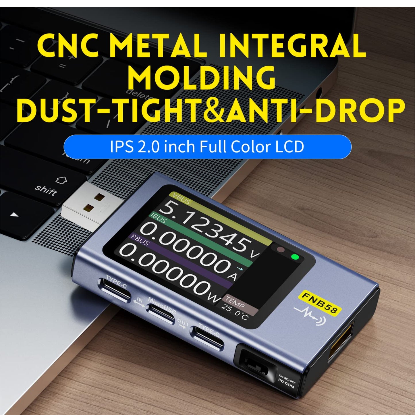 FNIRSI USB Tester 4-28V 7A LCD USB A&C Voltage Current Tester