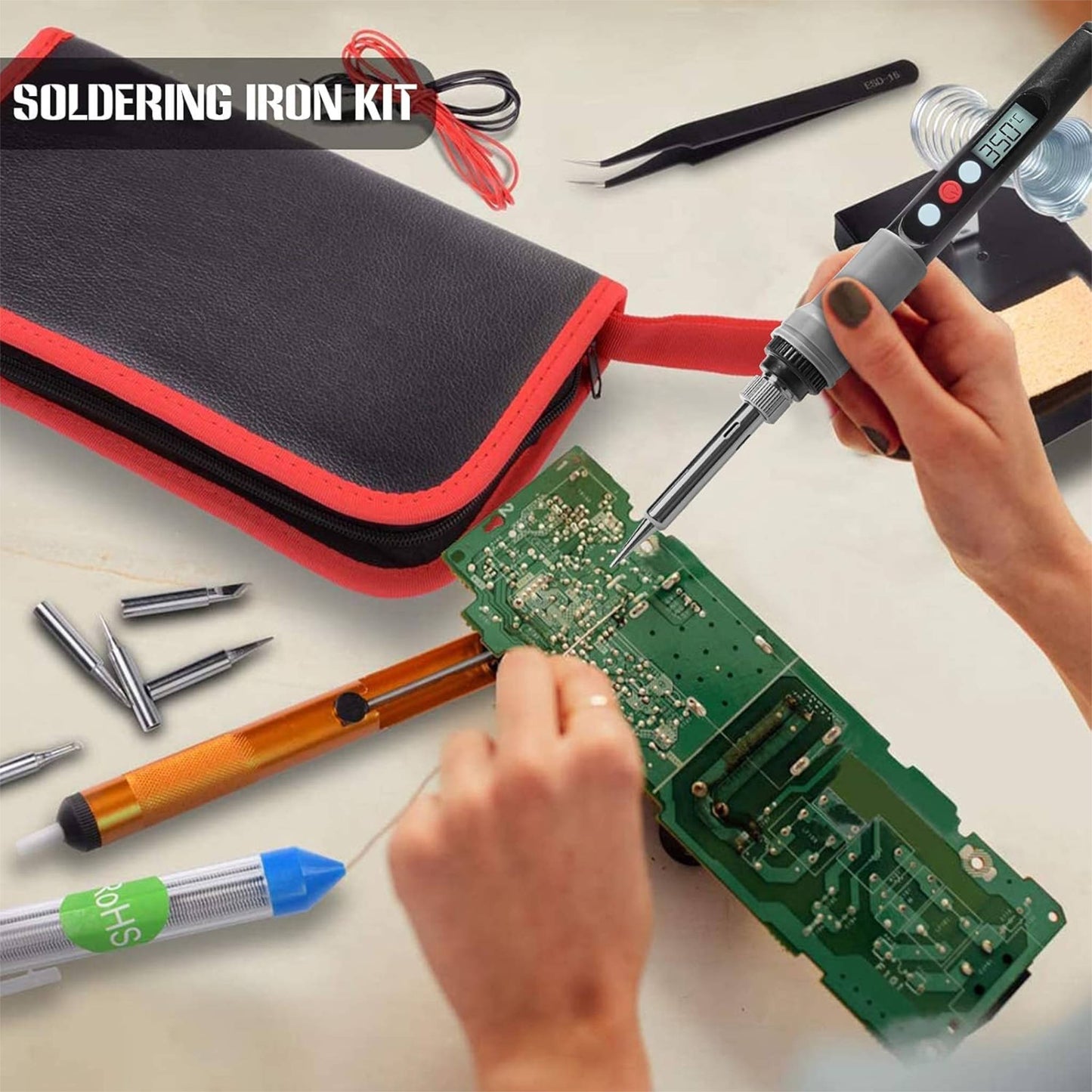 HANDSKIT Soldering Iron Kit, 90W Adjustable Temperature