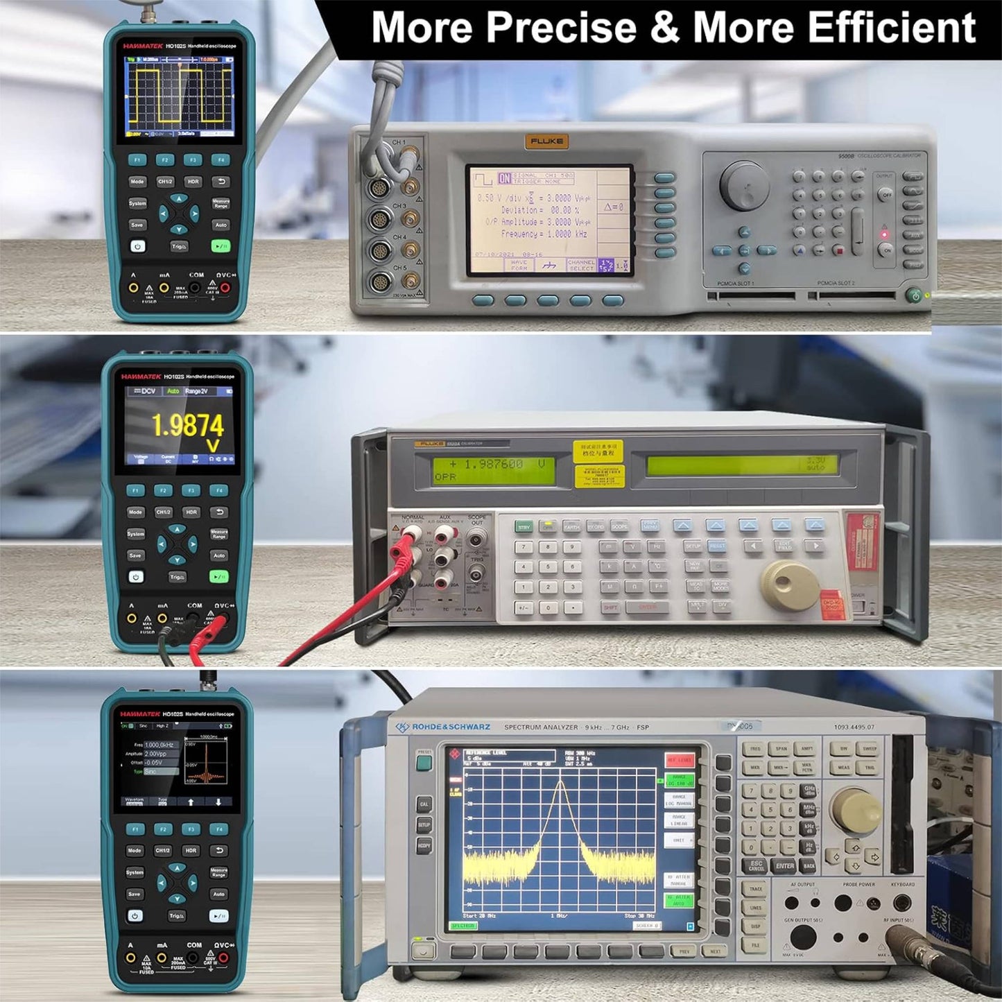 HANMATEK 3 in 1 Handheld Oscilloscope, Multimeter and 100Mhz Waveform Generator