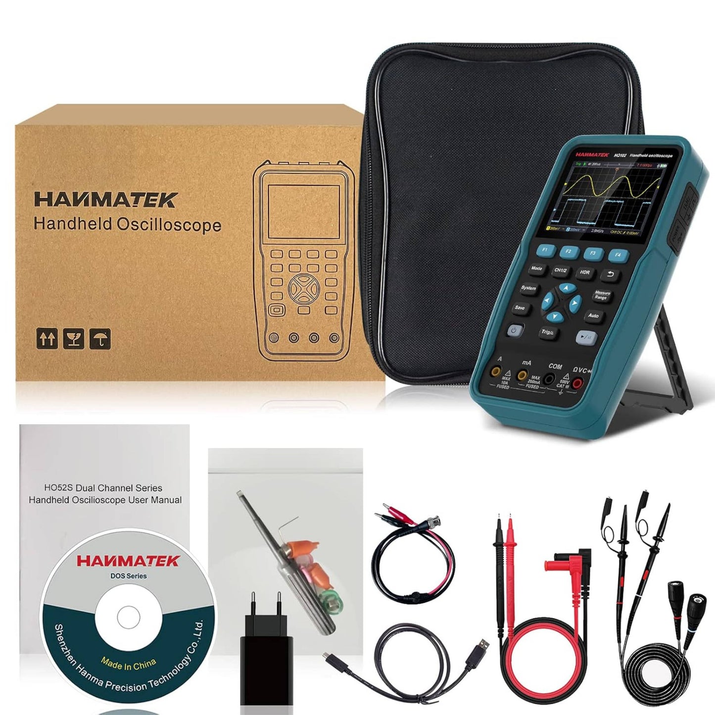 HANMATEK 3 in 1 Handheld Oscilloscope, Multimeter and 100Mhz Waveform Generator