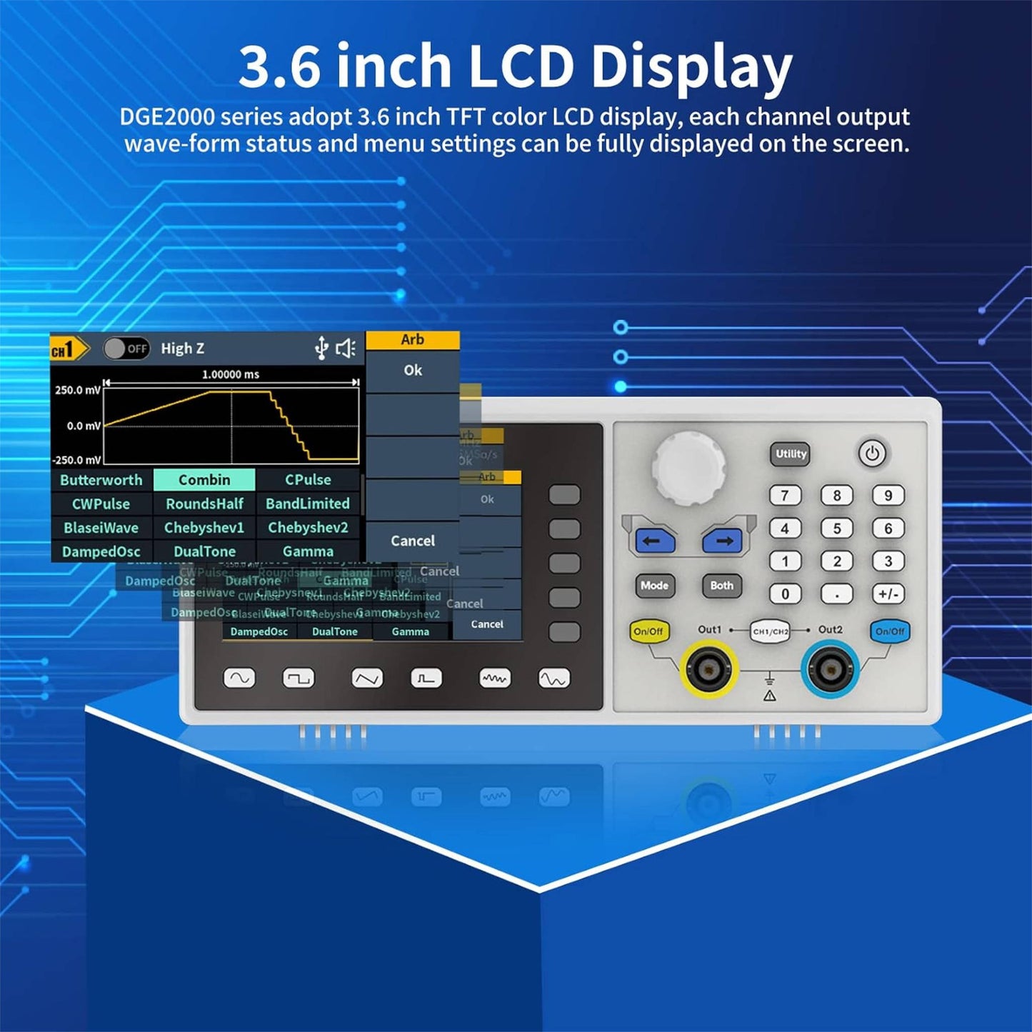 OWON DGE2070 Dual-Channel 70MHz Function Generator