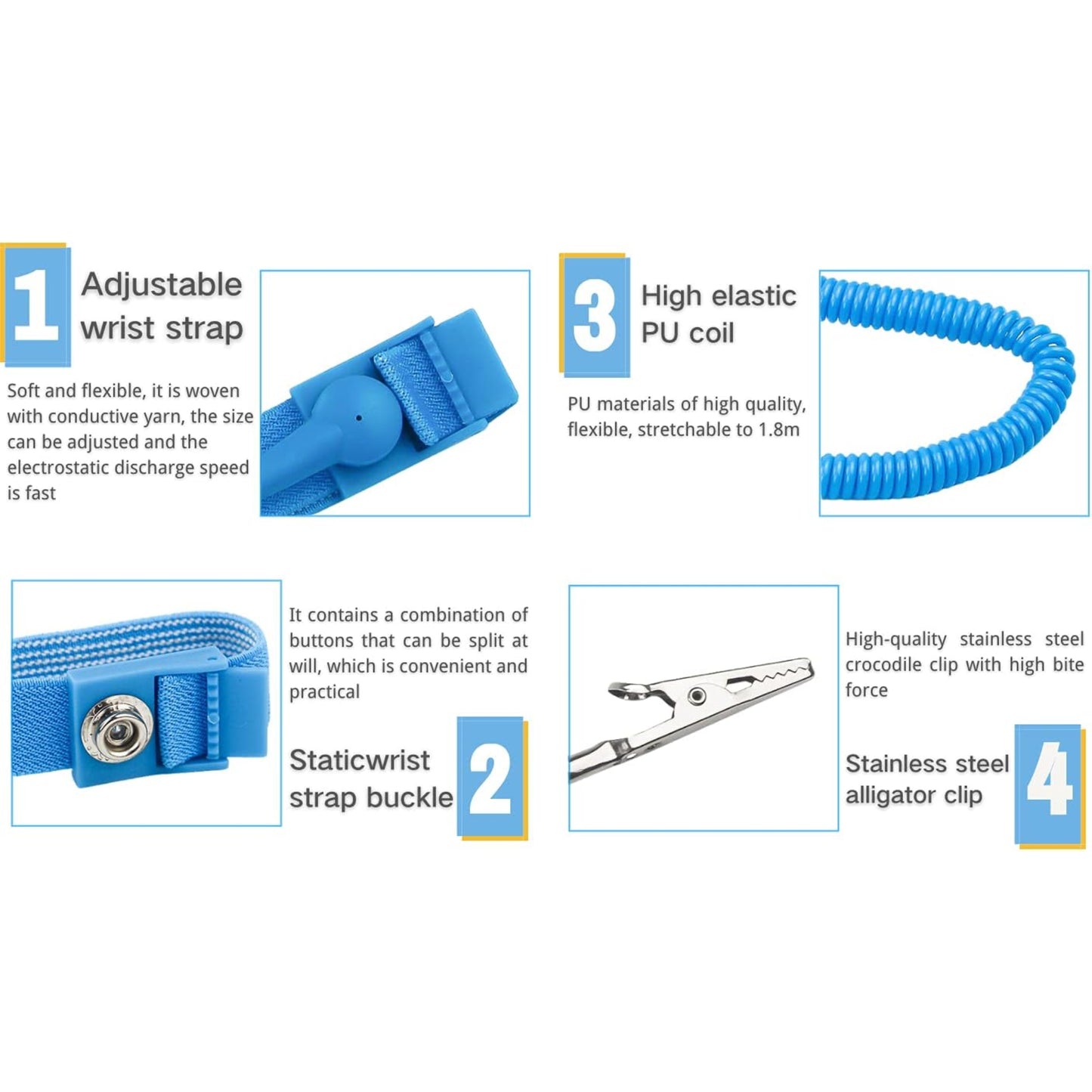 Anti-Static Metal Adjustable Wrist Strap