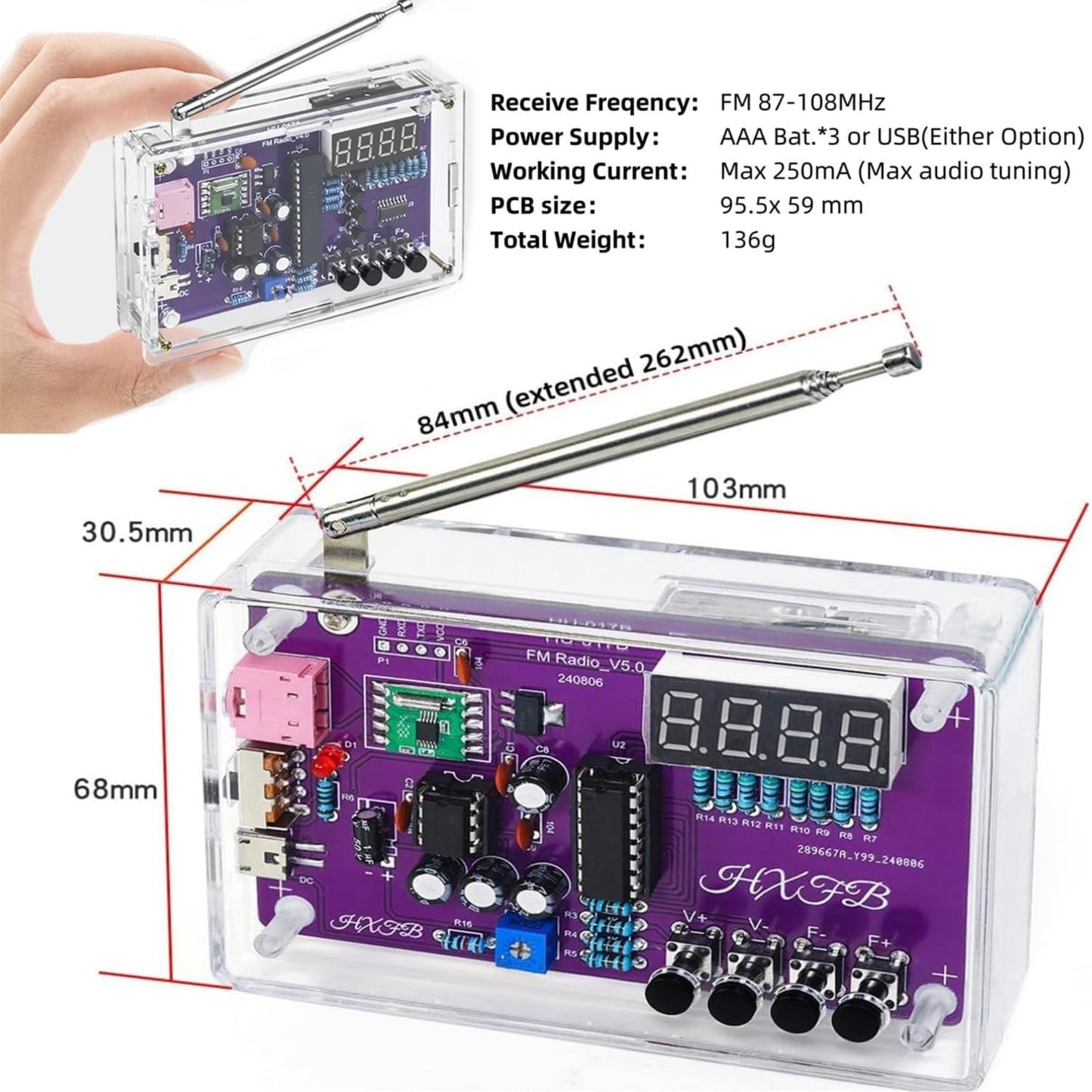 DIY FM Radio Soldering Kit dual Power Electronic Project