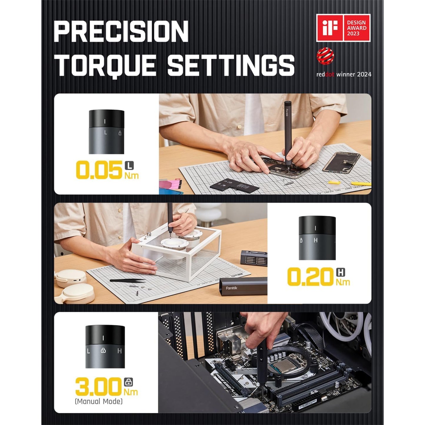 Fanttik E1 Max Precision Electric Screwdriver, Mini Screwdriver Set