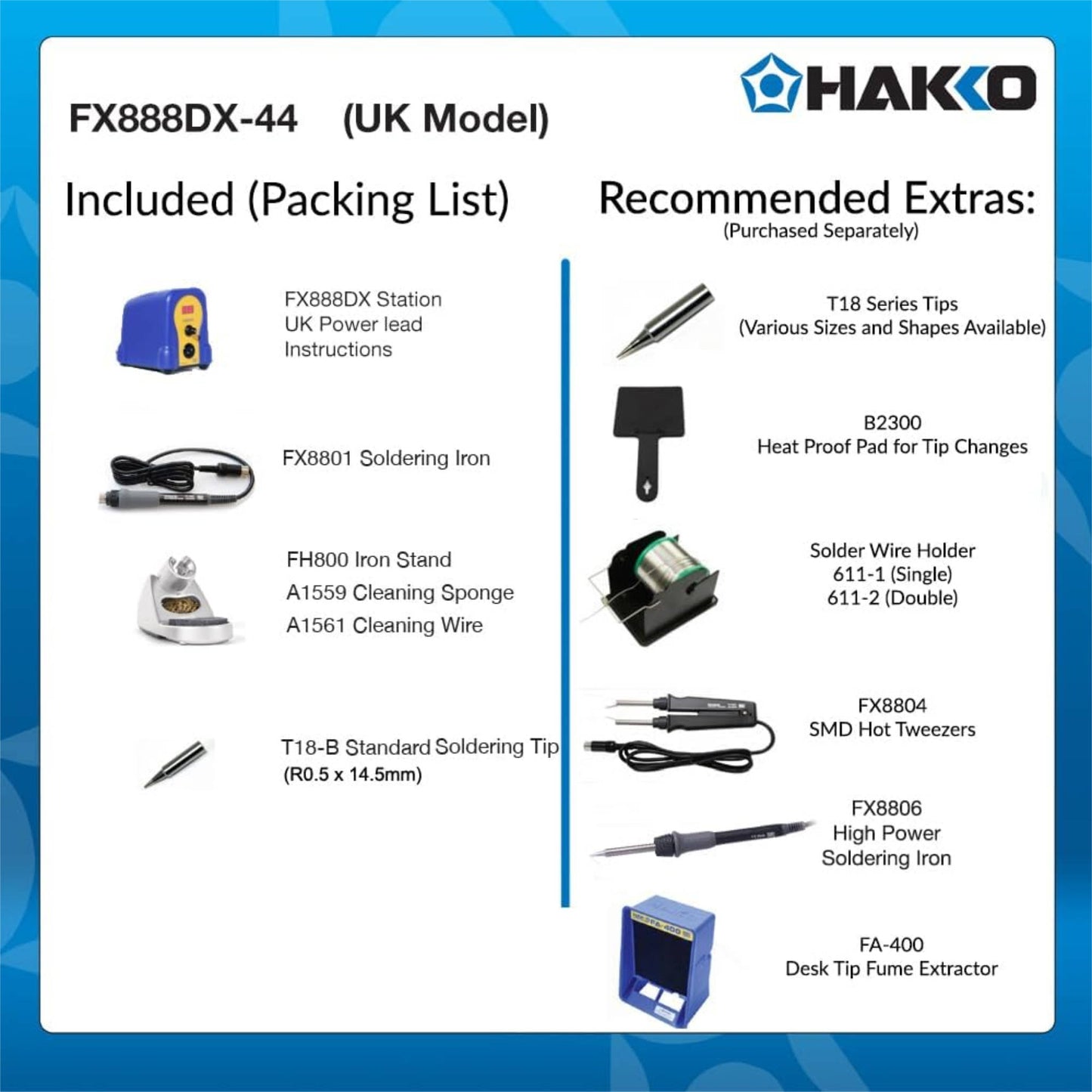 Hakko FX888DX-44BY 100W Dial Control Digital Soldering Station with Soldering Iron
