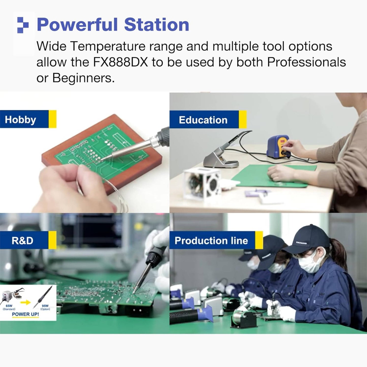 Hakko FX888DX-44BY 100W Dial Control Digital Soldering Station with Soldering Iron