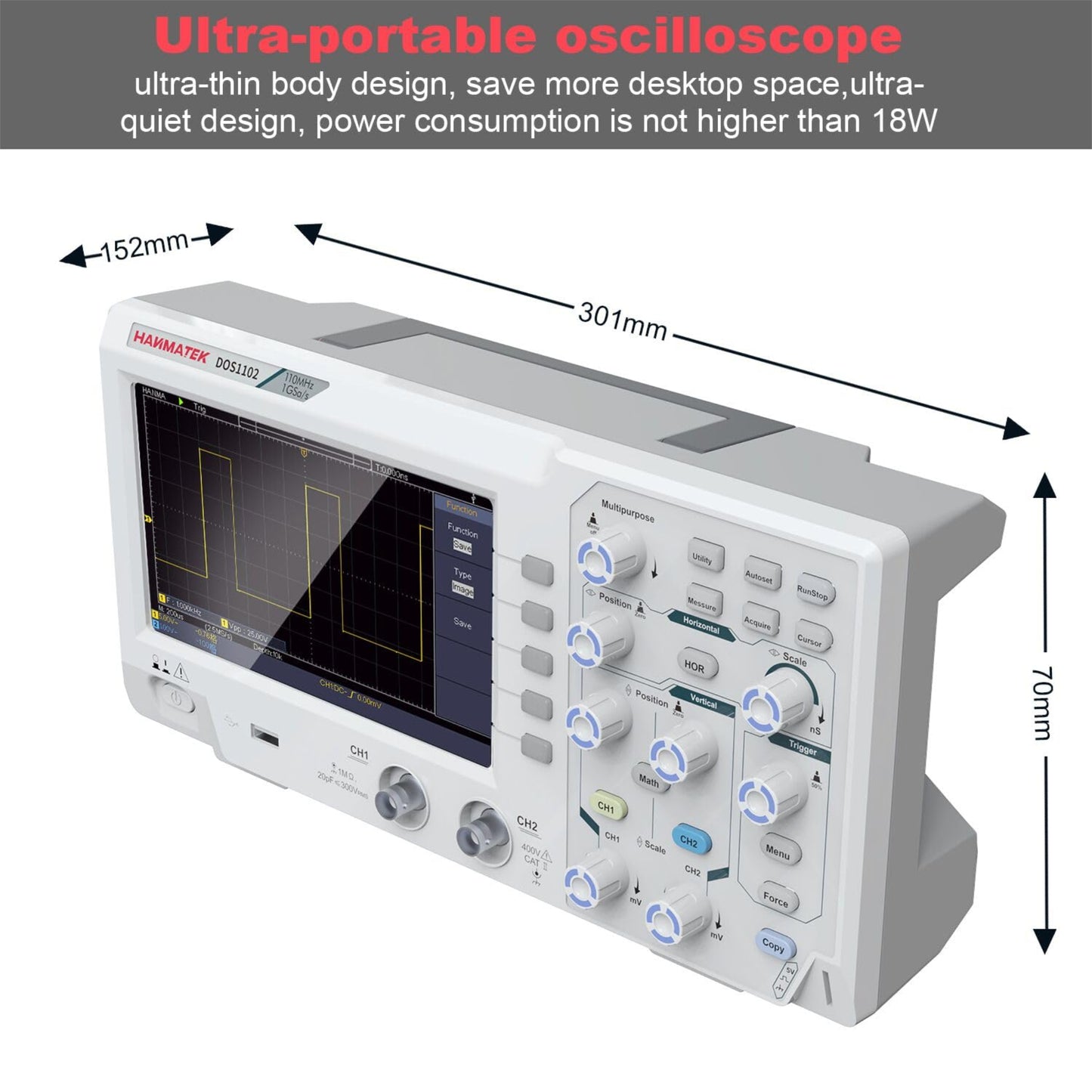 Hanmatek DOS1102 Digital oscilloscope with 2 Channels