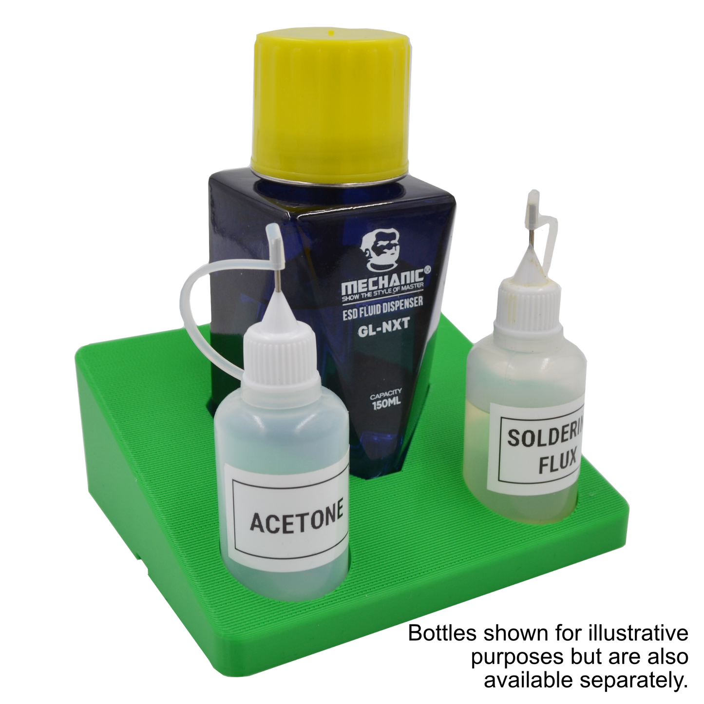 HobbyBloxs® Stabalising Base For the Mechanic®  GL-NXT 150ML Alcohol Glass Bottle Blox