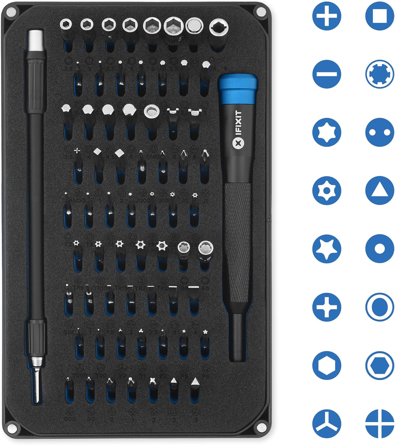 iFixit Mako Precision Bit Set, Bit-Set with 64 Precision bits (4 mm)