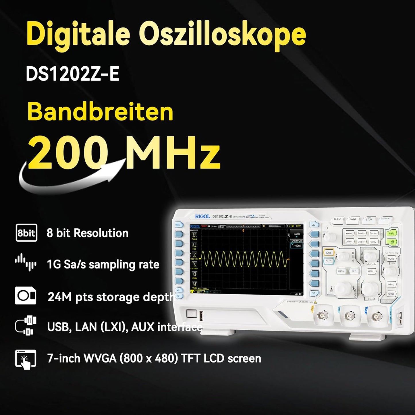 RIGOL DS1202Z-E Digital Oscilloscope, 200MHz