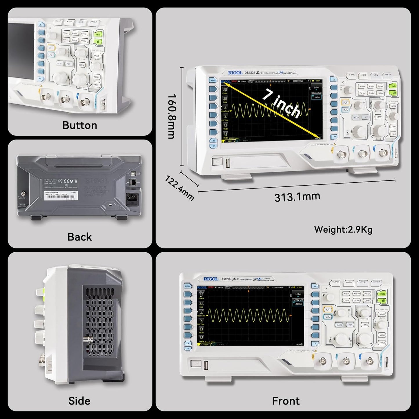 RIGOL DS1202Z-E Digital Oscilloscope, 200MHz
