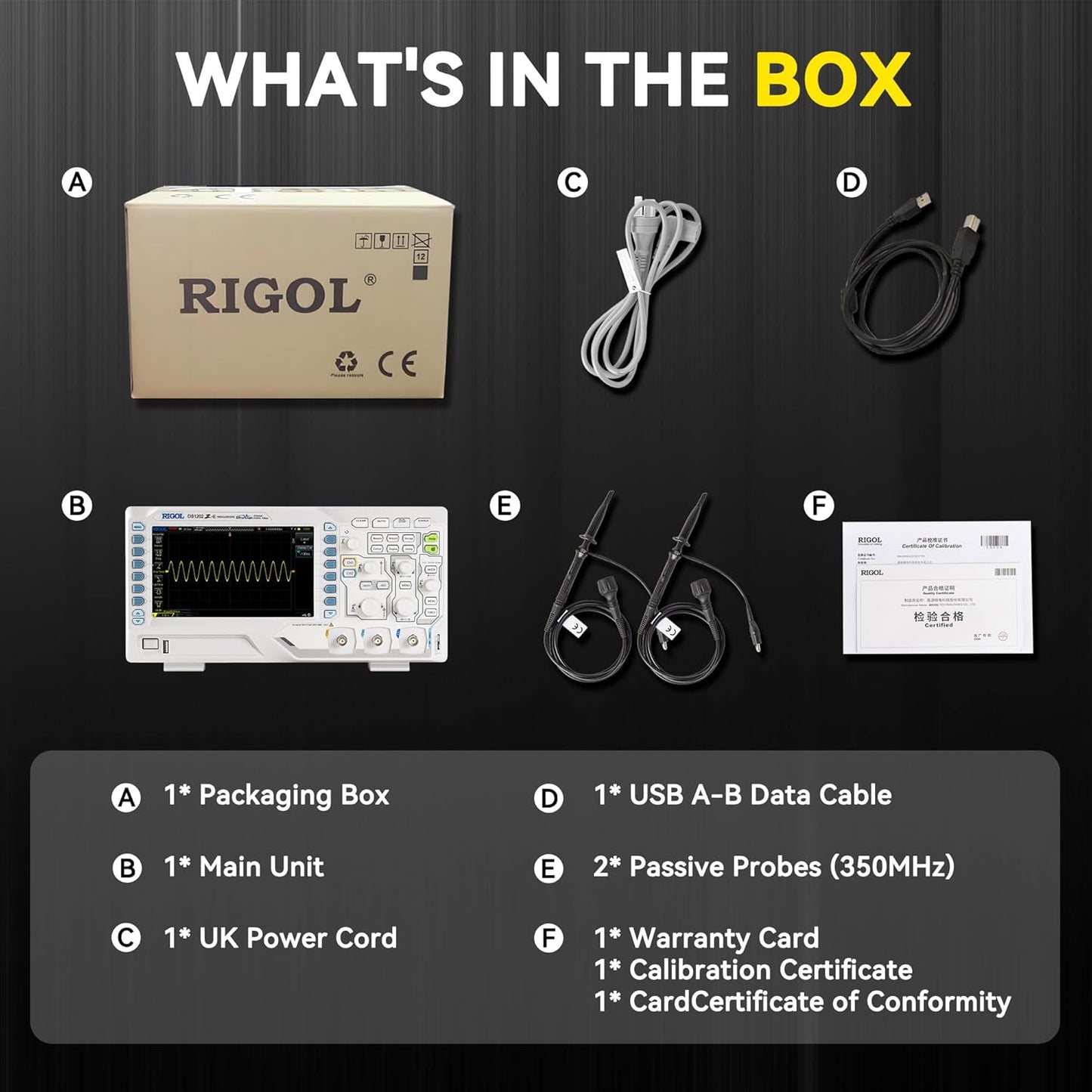 RIGOL DS1202Z-E Digital Oscilloscope, 200MHz