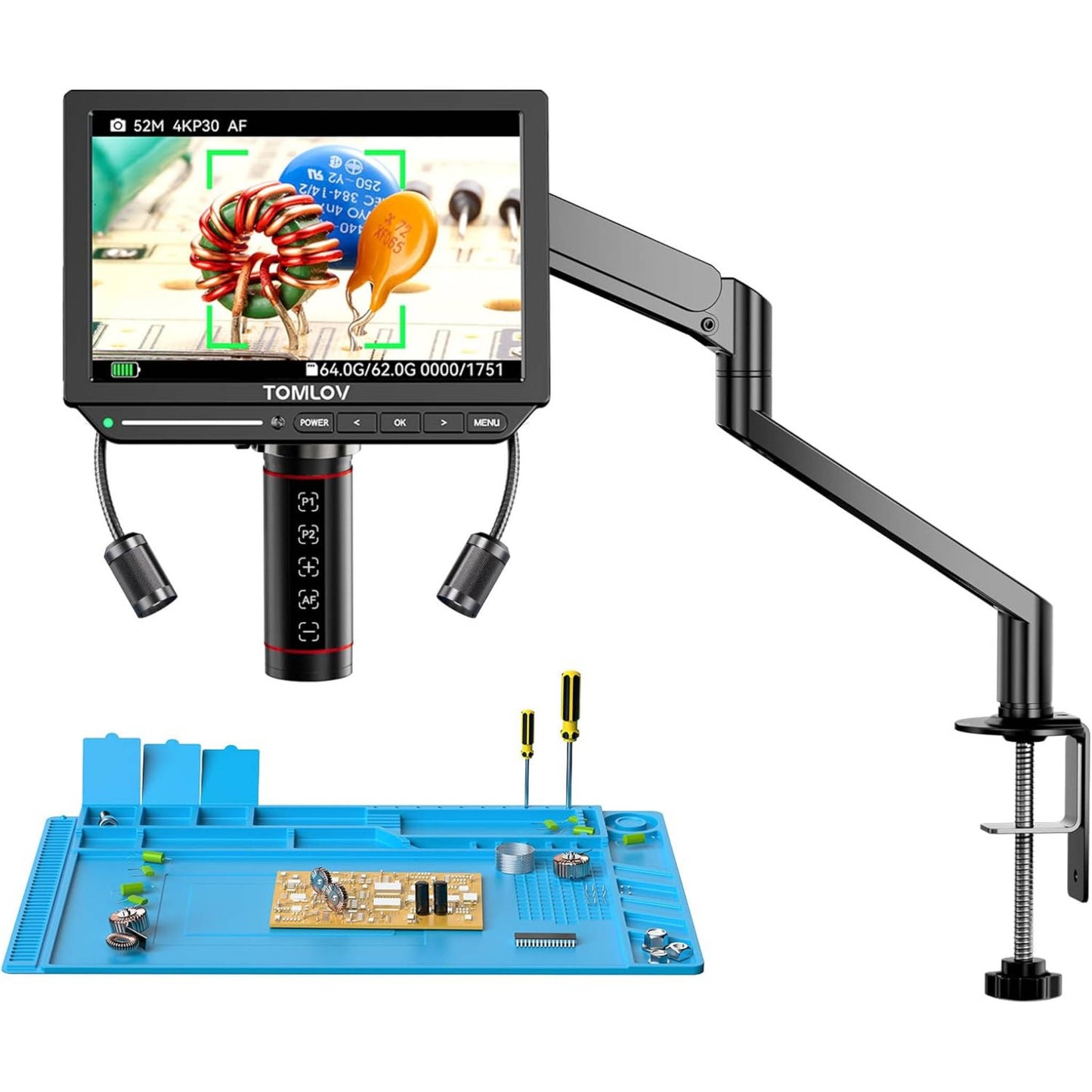 TOMLOV TM4K-AF Flex 4K IPS Autofocus Microscope with Flexible Arm